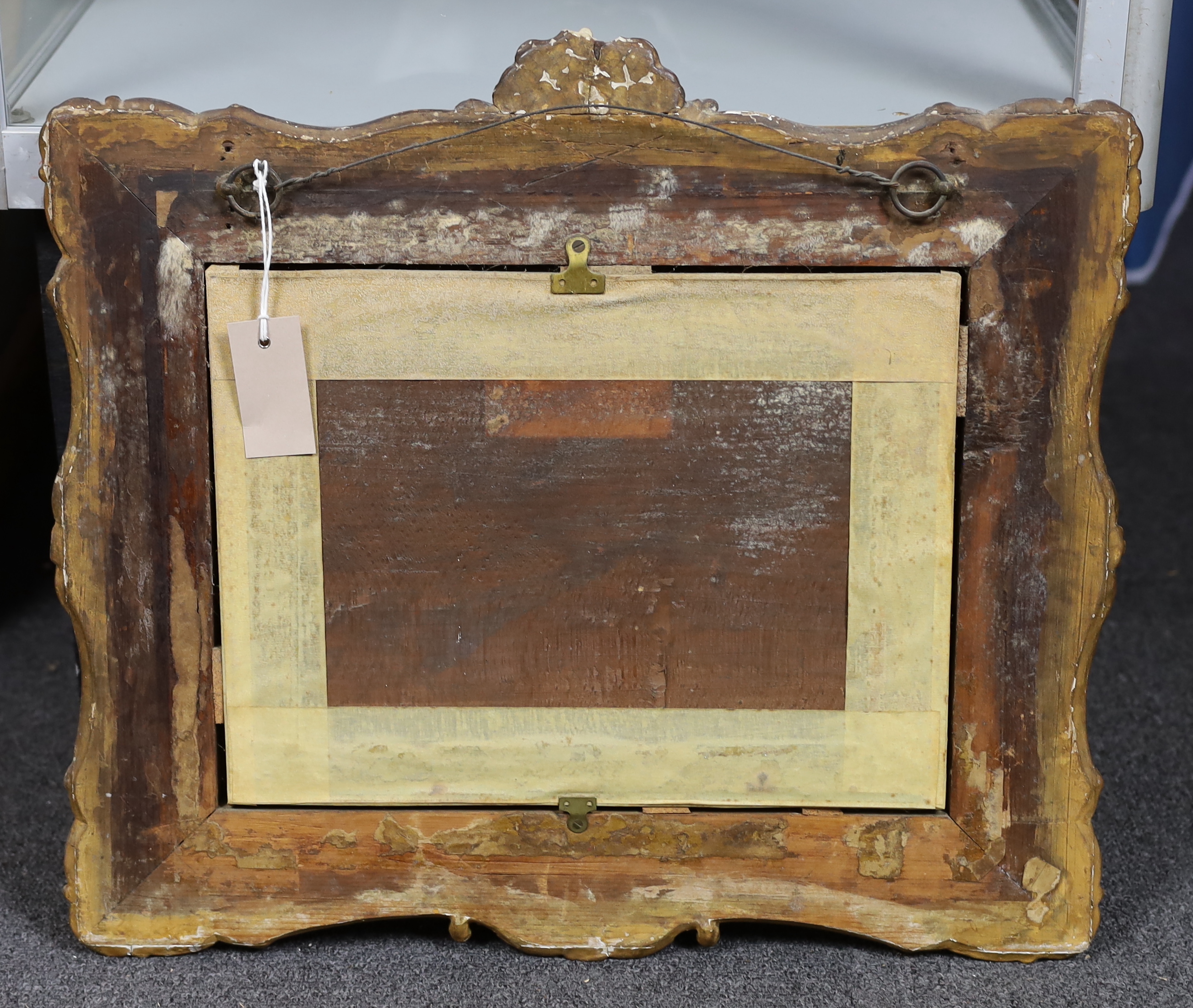 A rare pair of mid 19th century carved wax pictures, 26 x 36cm, original gilt gesso frames